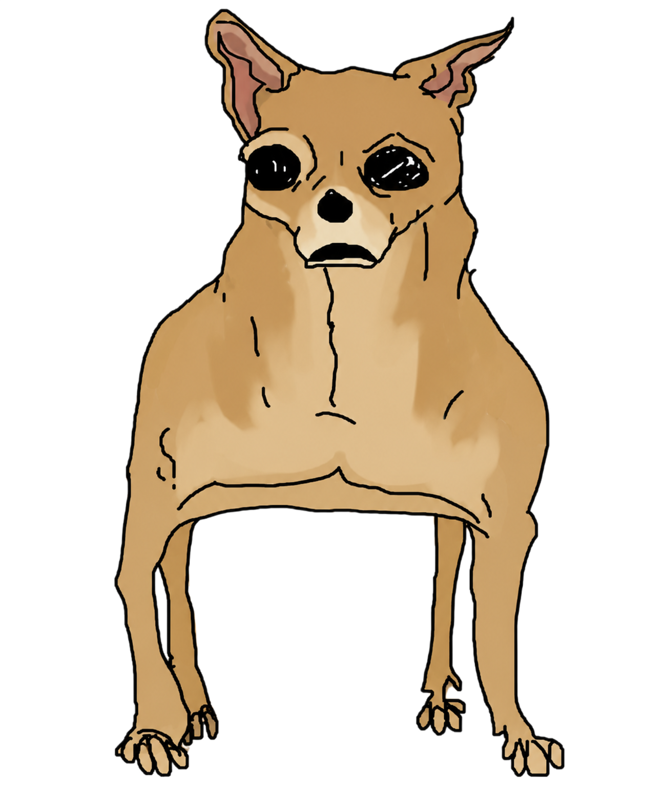 a tired dog standing over a fresh poop